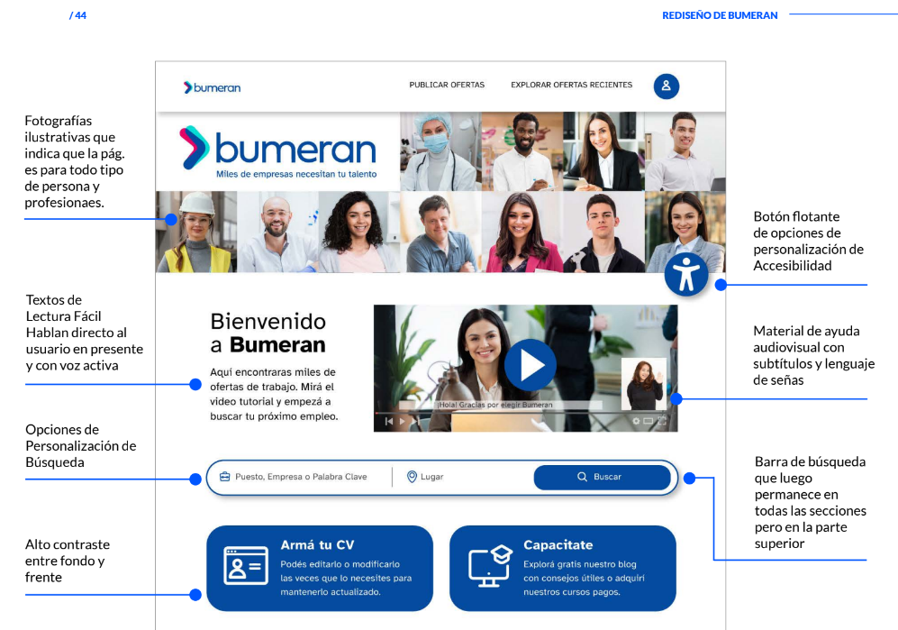 Rediseño de sección inicio de "Bumerang" aplicando las pautas de accesibilidad cognitiva web