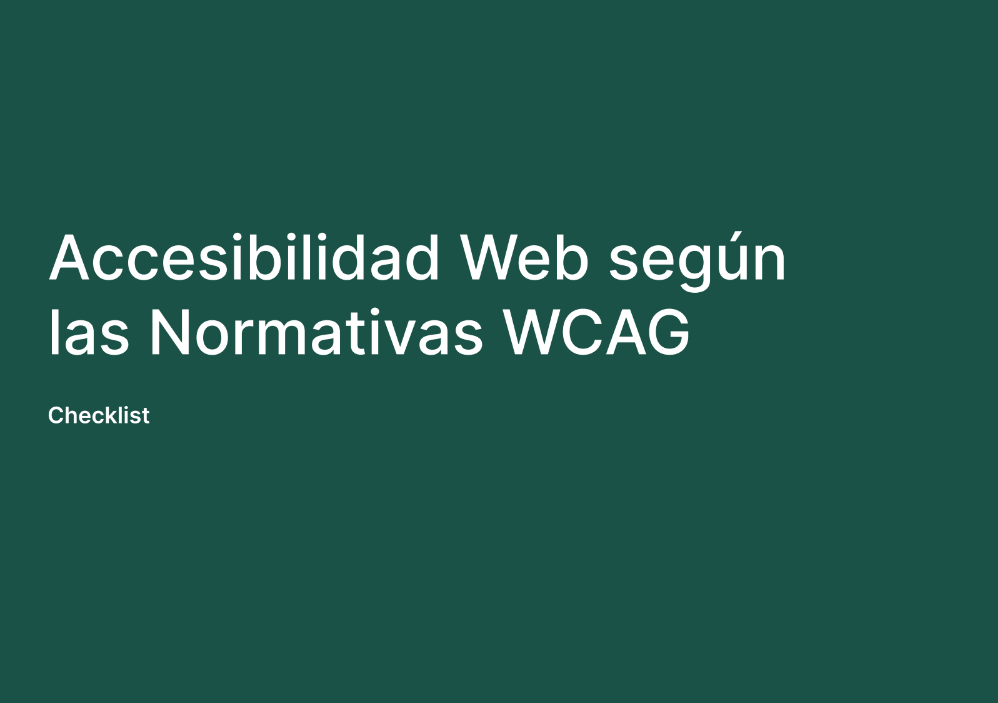 Carátula con fondo oscuro y letras claras "Accesibilidad Web según las normativas WCAG" - Checklist